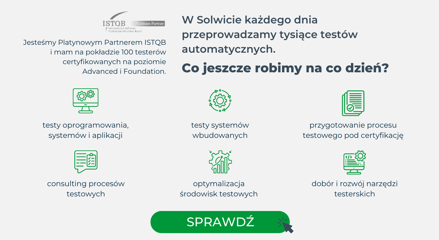 Jeśli szukasz partnera technologicznego do przetestowania Twojego oprogramowania, napisz do nas i umów się na bezpłatną konsultację