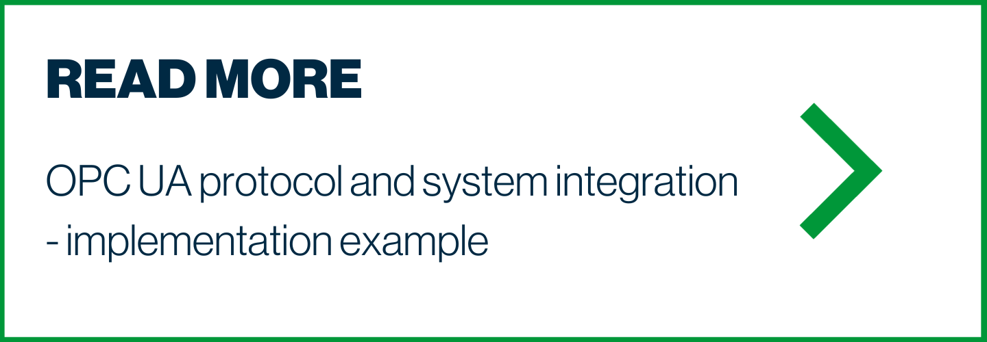 OPC UA protocol and system integration - implementation example